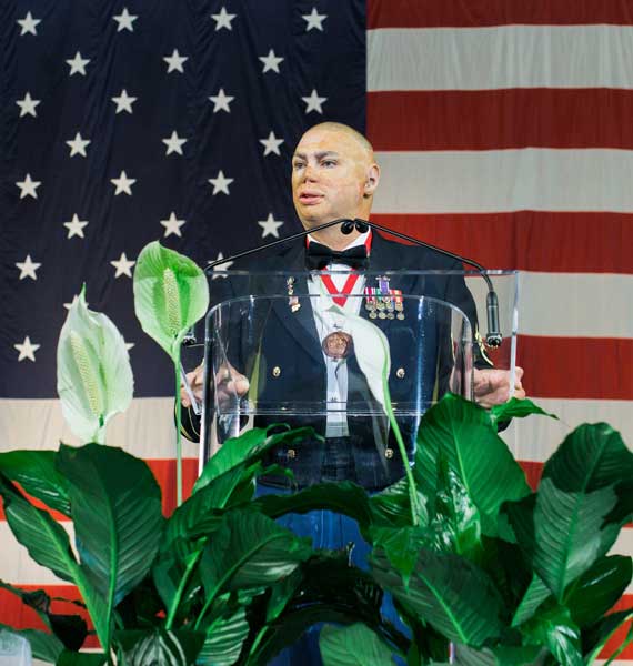 Veteran speaking at the Gala